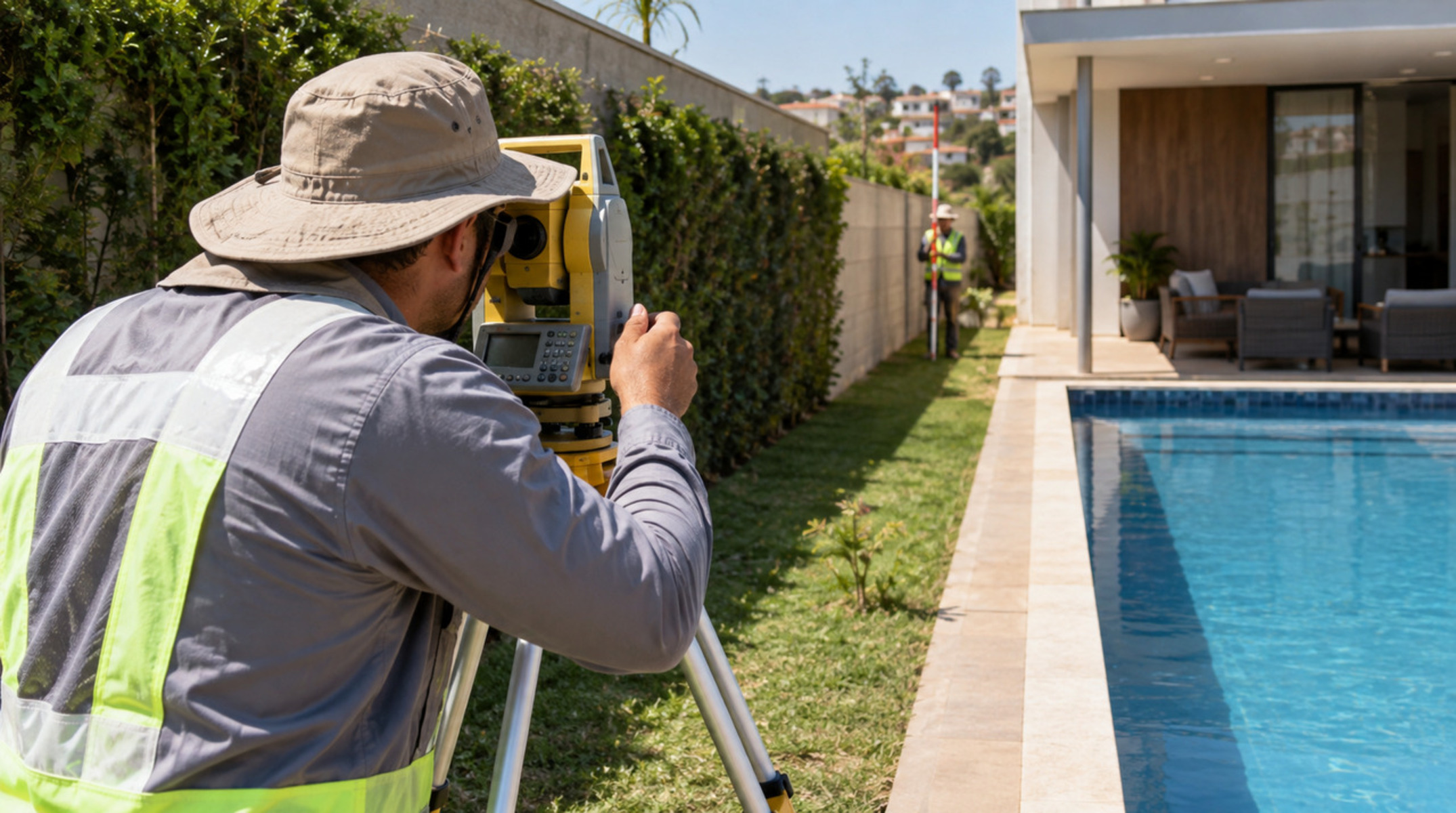 Morador constrói piscina no quintal sem avisar, mas vizinho aciona a Justiça alegando que a obra invade parte do seu terreno