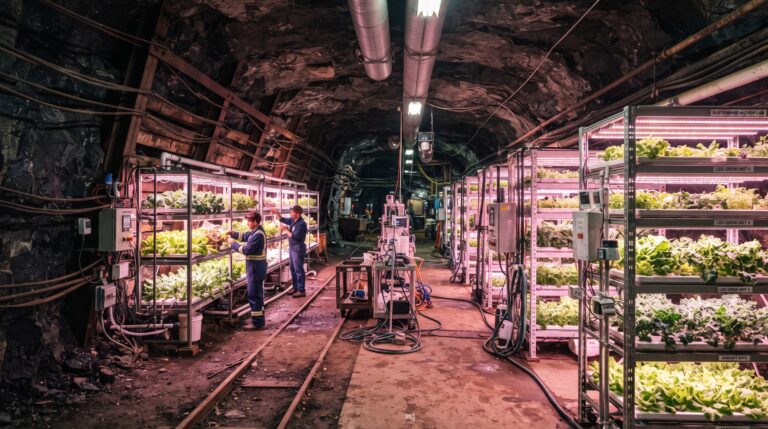 Transformação de minas de carvão abandonadas em laboratórios agrícolas subterrâneos na China.
