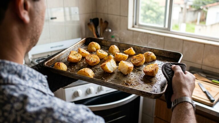 Batata crocante começa antes de entrar no forno: cozinheiros secam bem os pedaços para evitar que eles cozinhem no próprio vapor