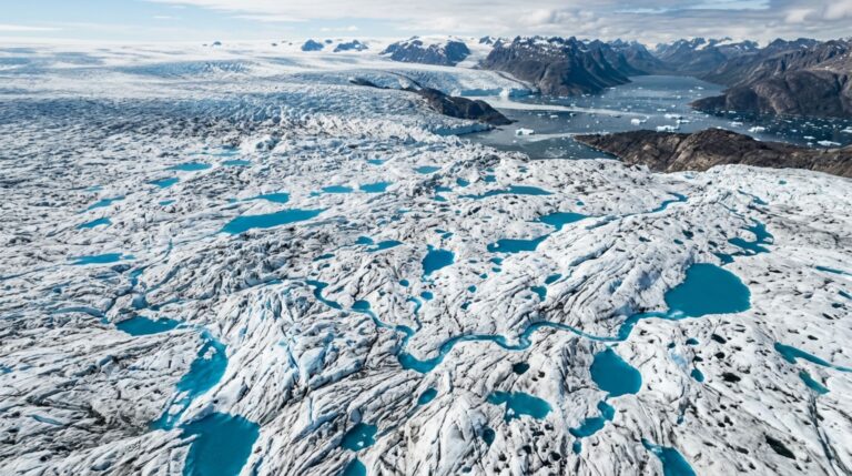Lagos de degelo pontilharam de azul a superfície da Groenlândia no verão de 2025