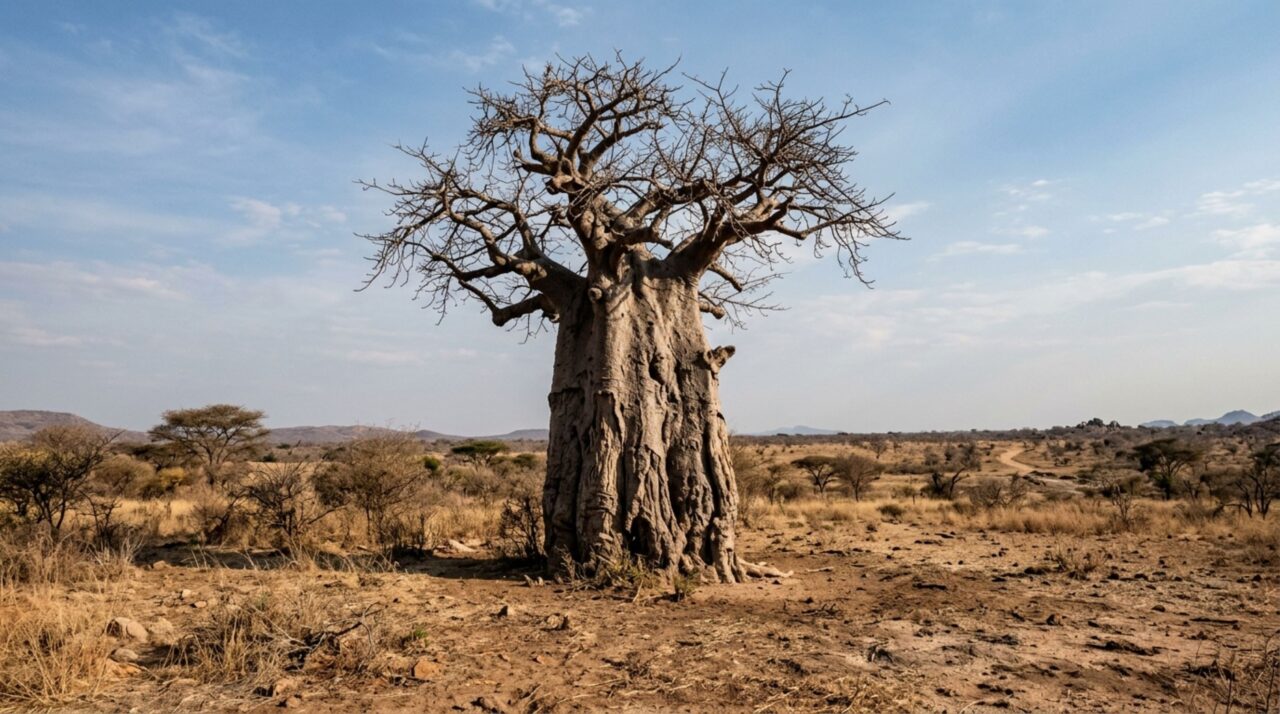 A árvore africana que consegue armazenar grandes reservas de água no tronco e sobreviver a longos períodos de seca extrema