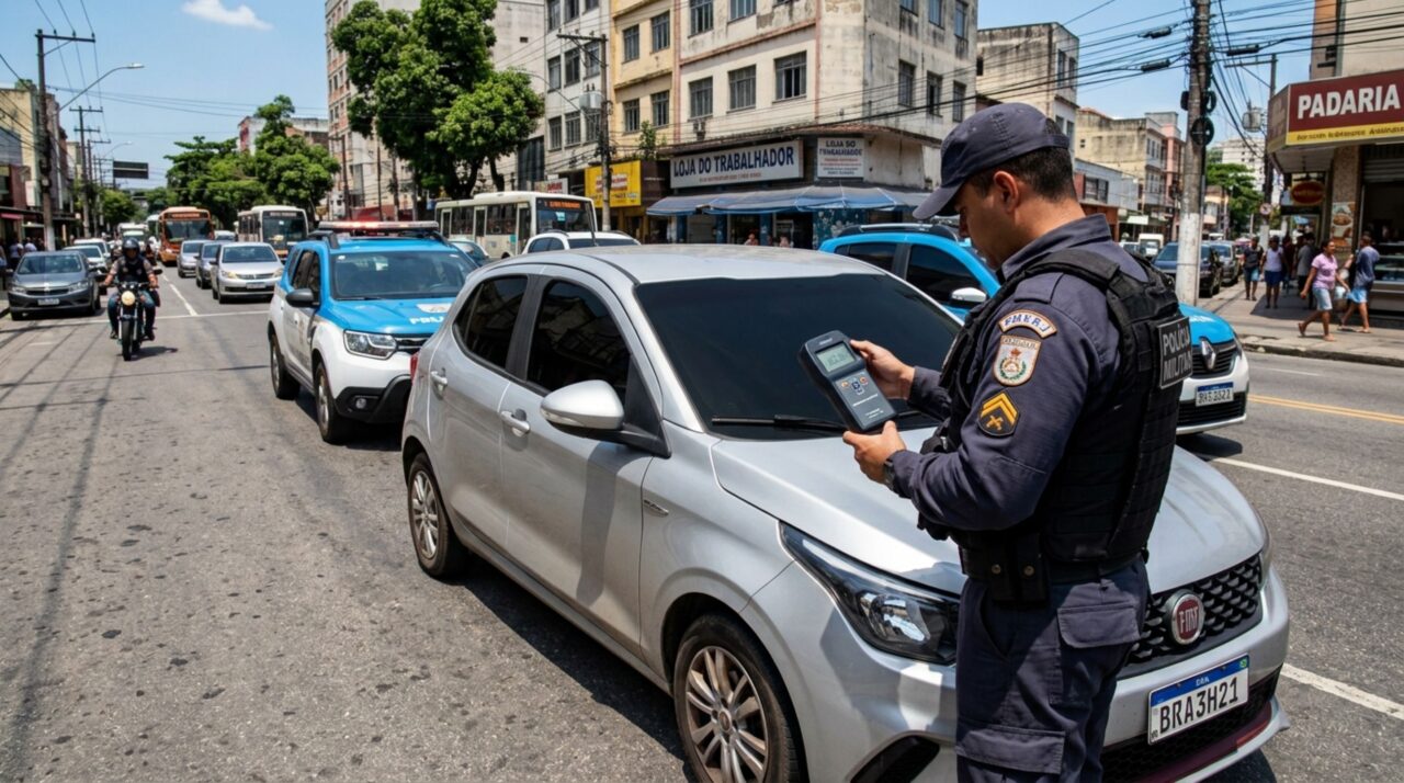 Motorista instala película muito escura nos vidros para reduzir o calor dentro do carro e acaba autuado durante fiscalização