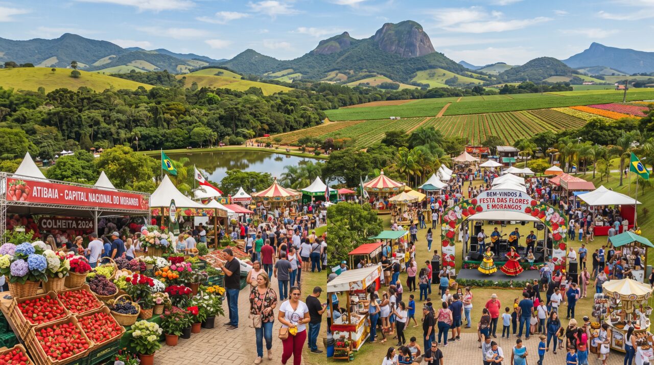 A tradição do cultivo de morangos em Atibaia e seus eventos de celebração.