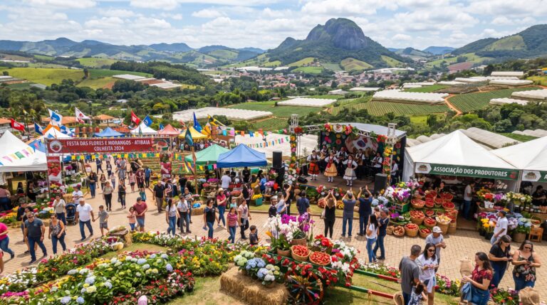 A tradição do cultivo de morangos em Atibaia e seus eventos de celebração.