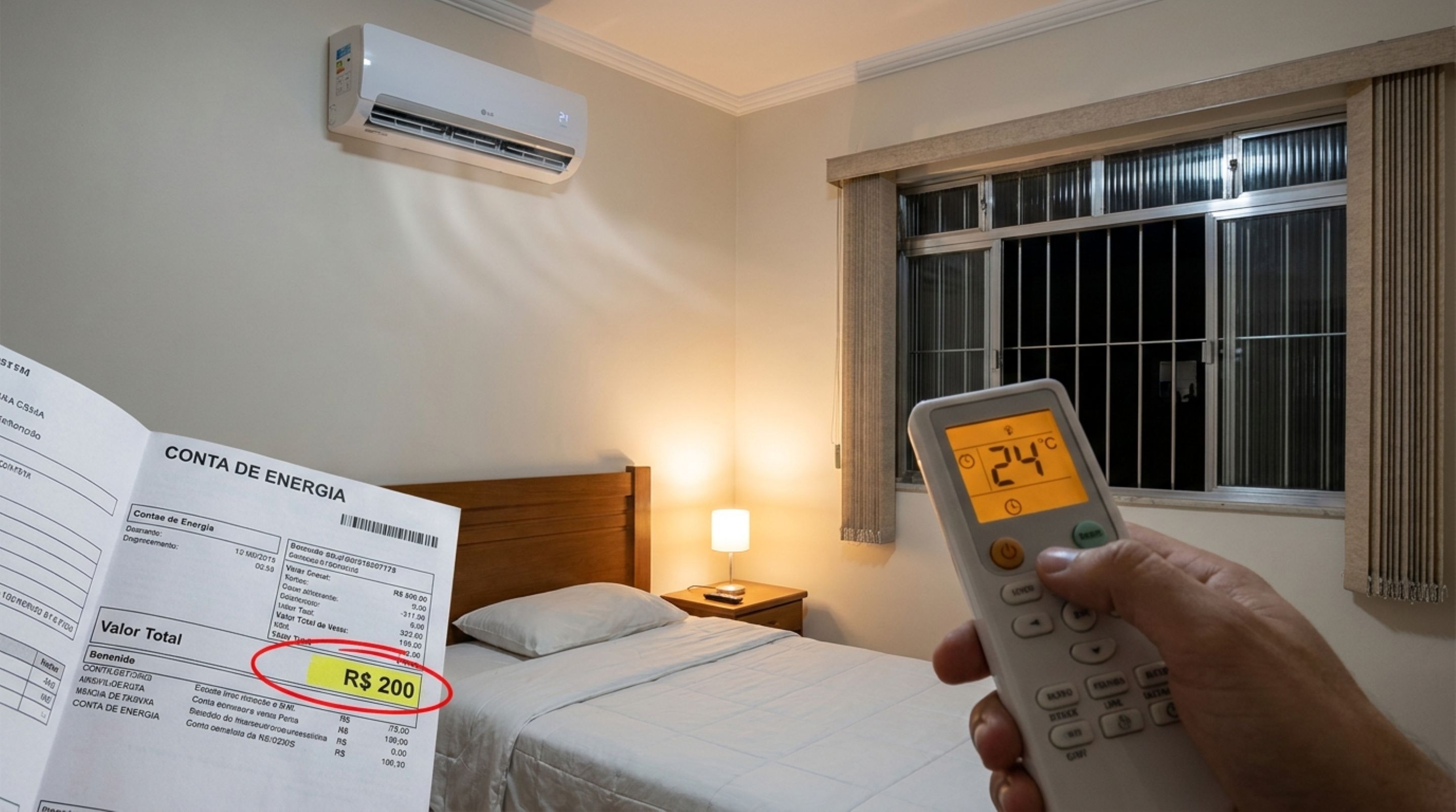 Quanto custa manter um ar-condicionado de 12.000 BTUs ligado por 8 horas, e por que reduzir o uso durante a madrugada pode aliviar a conta de luz?
