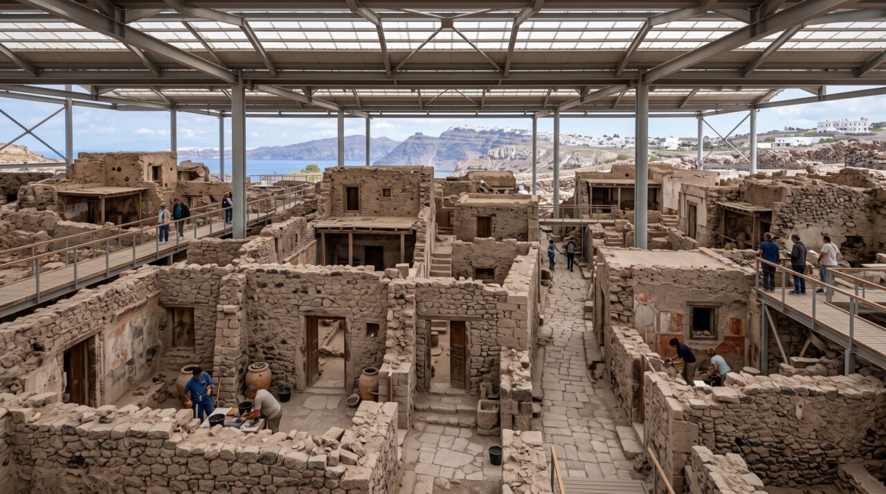 Um acampamento apareceu sob cinzas e ficou congelado no tempo: Akrotiri preserva casas de uma cidade da Idade do Bronze