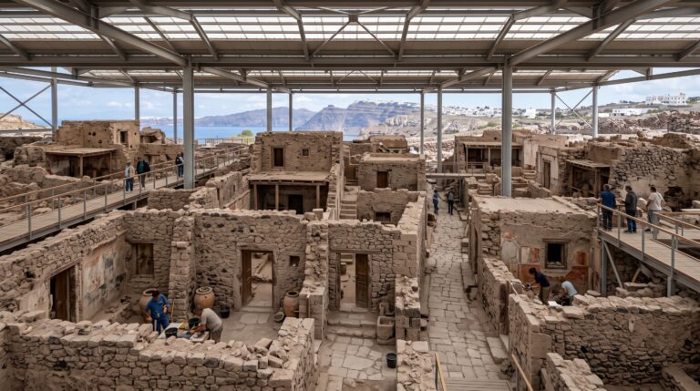 Um acampamento apareceu sob cinzas e ficou congelado no tempo: Akrotiri preserva casas de uma cidade da Idade do Bronze