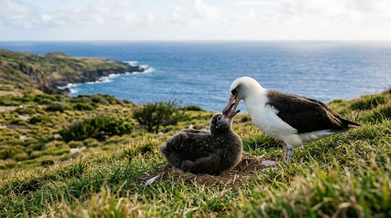 Pais albatrozes podem deixar o filhote esperando por mais de duas semanas enquanto percorrem milhares de quilômetros em busca de comida e depois retornam à mesma colônia