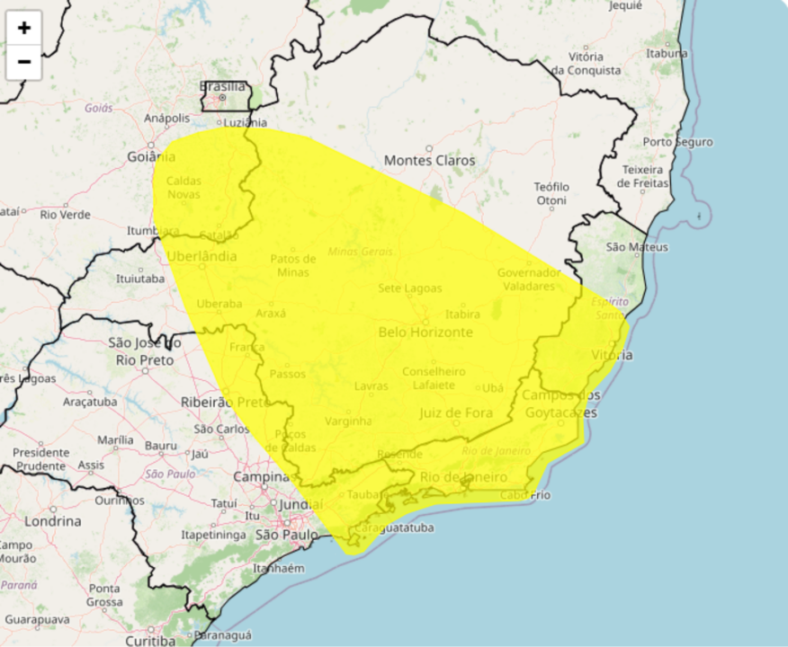 Alerta de tempestade ganha força e atinge áreas de MG, ES, GO, SP e RJ nesta 3°feira, 15