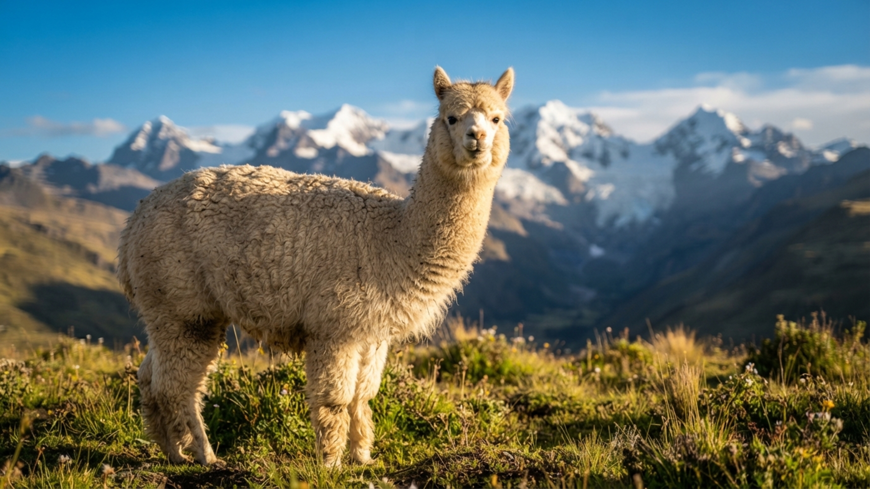Uma alpaca pisa em campos delicados sem destruir a vegetação porque seus pés funcionam de forma diferente dos cascos comuns