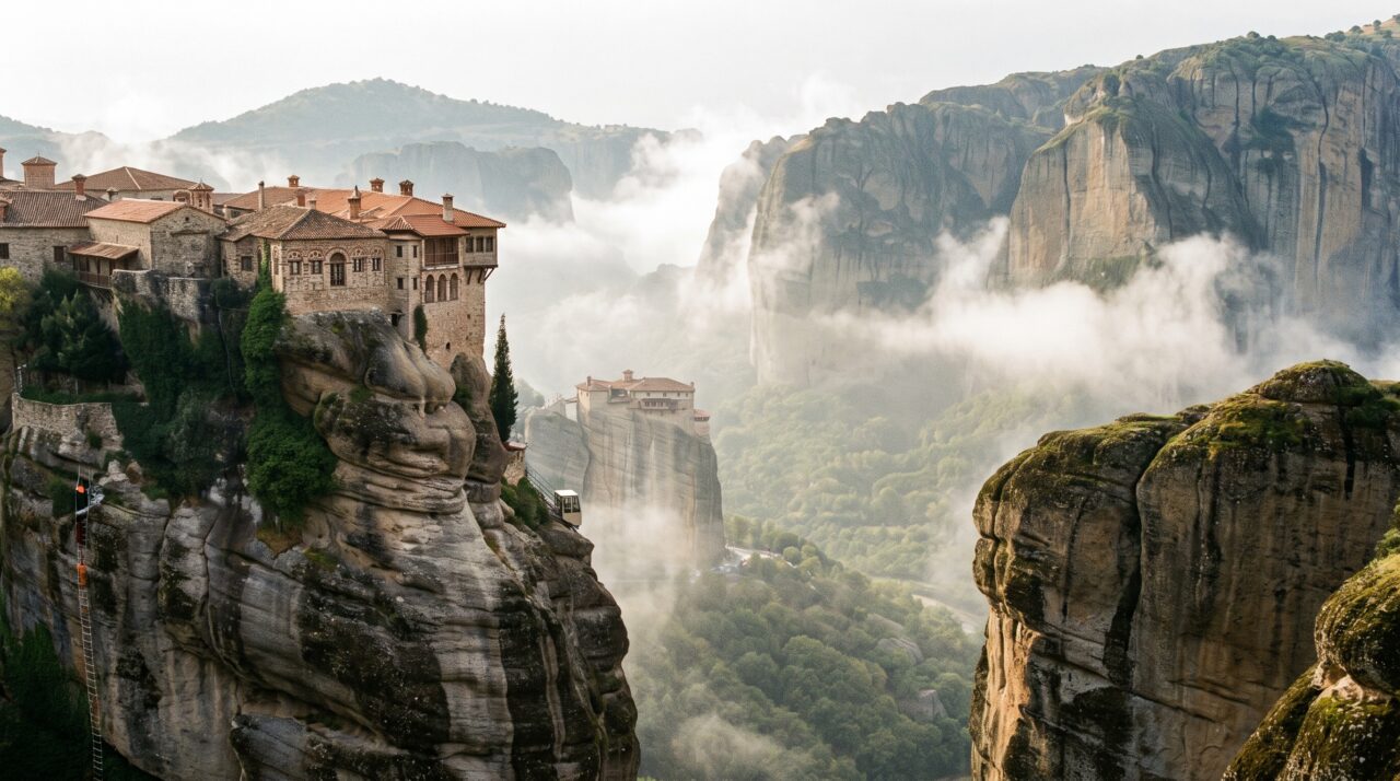 Os monastérios de Meteora construídos sobre rochas na Grécia para fugir de invasões