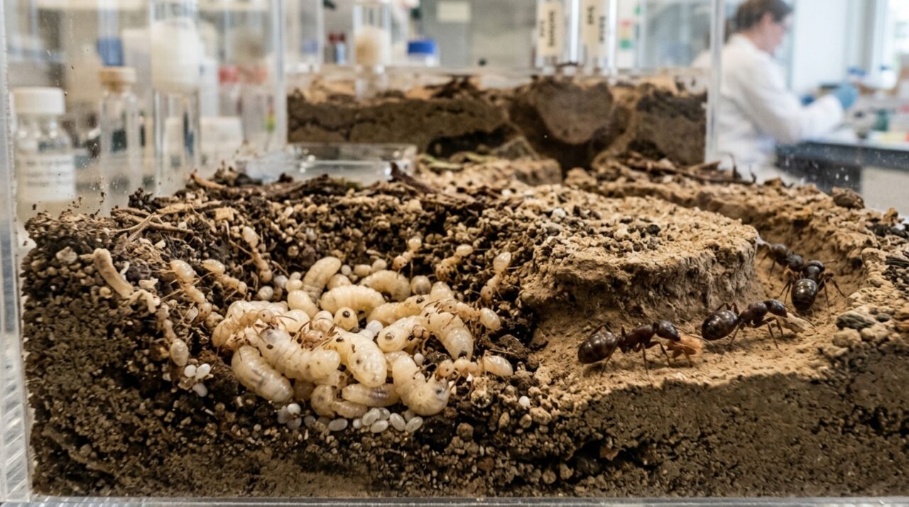 Formigas famintas começaram a agir mais como cuidadoras e cientistas descobriram que circuitos ligados à fome podem ter sido reaproveitados pela evolução para criar comportamento parental