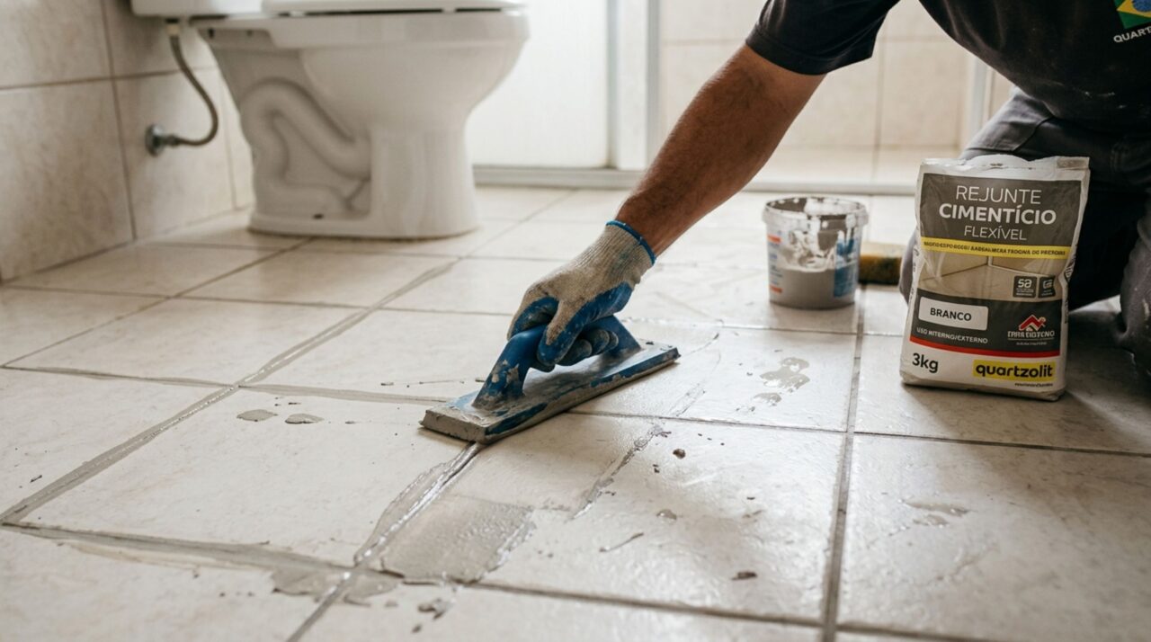 Azulejista ensina técnica simples para renovar rejunte encardido sem trocar os pisos e azulejos