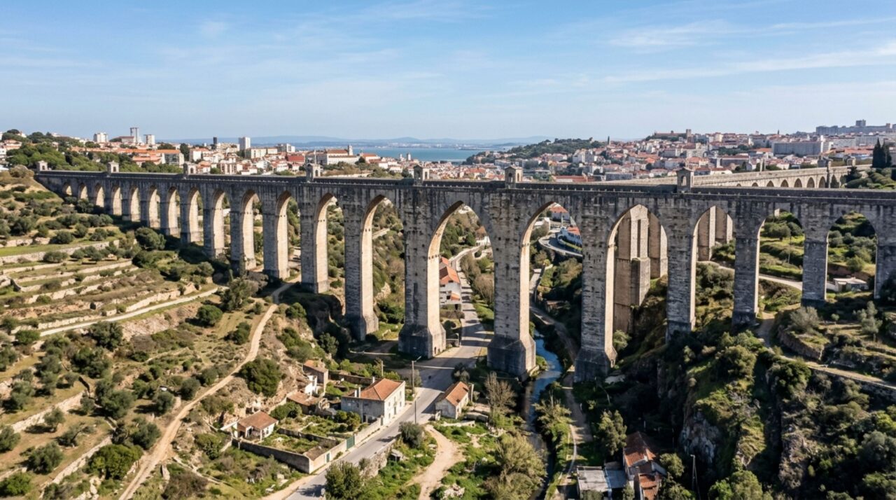 Um aqueduto de 58 quilômetros levou água até Lisboa apenas pela gravidade e atravessou vales, túneis e áreas hoje urbanizadas