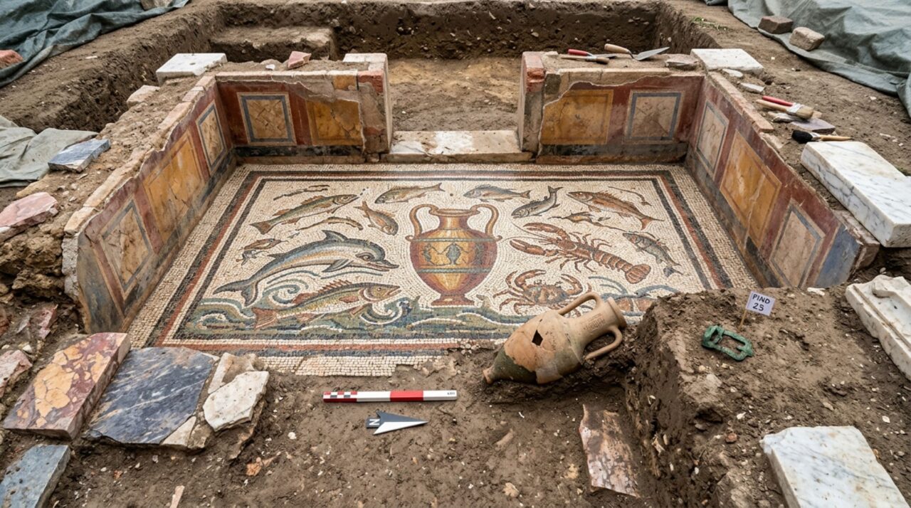 Os mosaicos e a localização do edifício sustentam a hipótese de uma possível ligação com os vigiles romanos