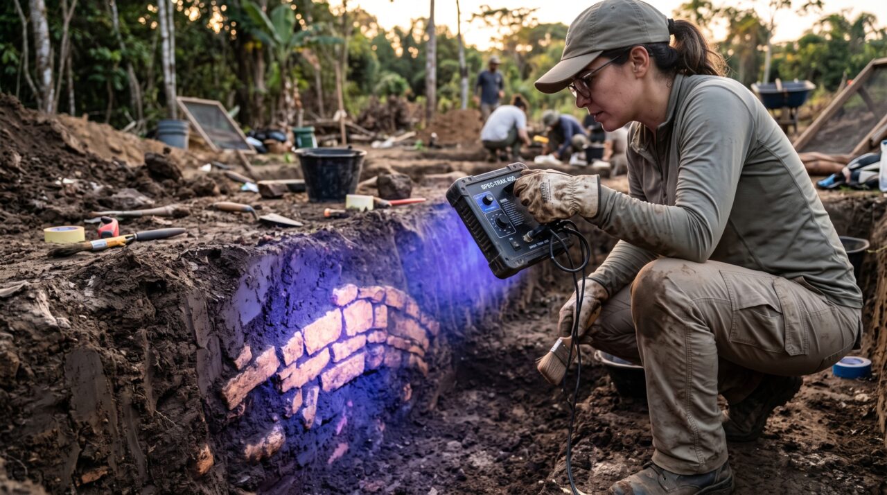 Uma escavação ganhou novas cores quando os LEDs acenderam: luz multiespectral revela detalhes que o olho não separa no solo