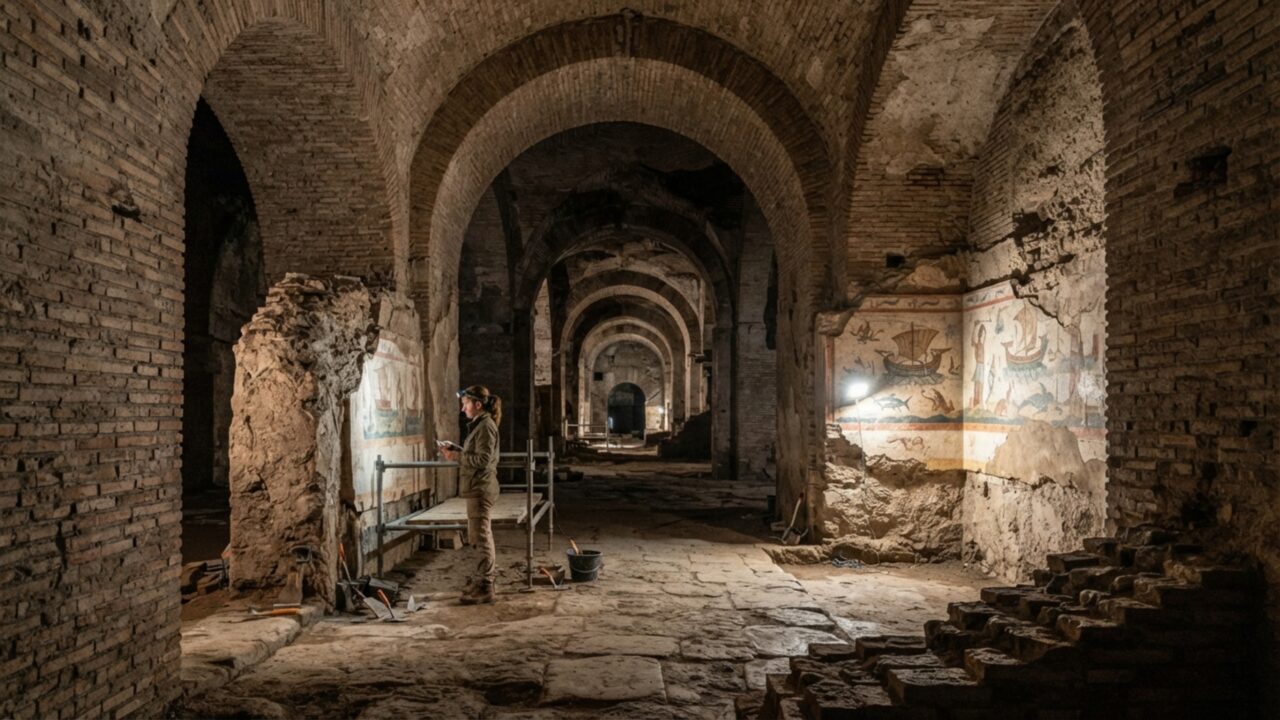 Um complexo romano ficou escondido por dois milênios: mosaicos e afrescos gigantes mostram uma misteriosa cidade marítima