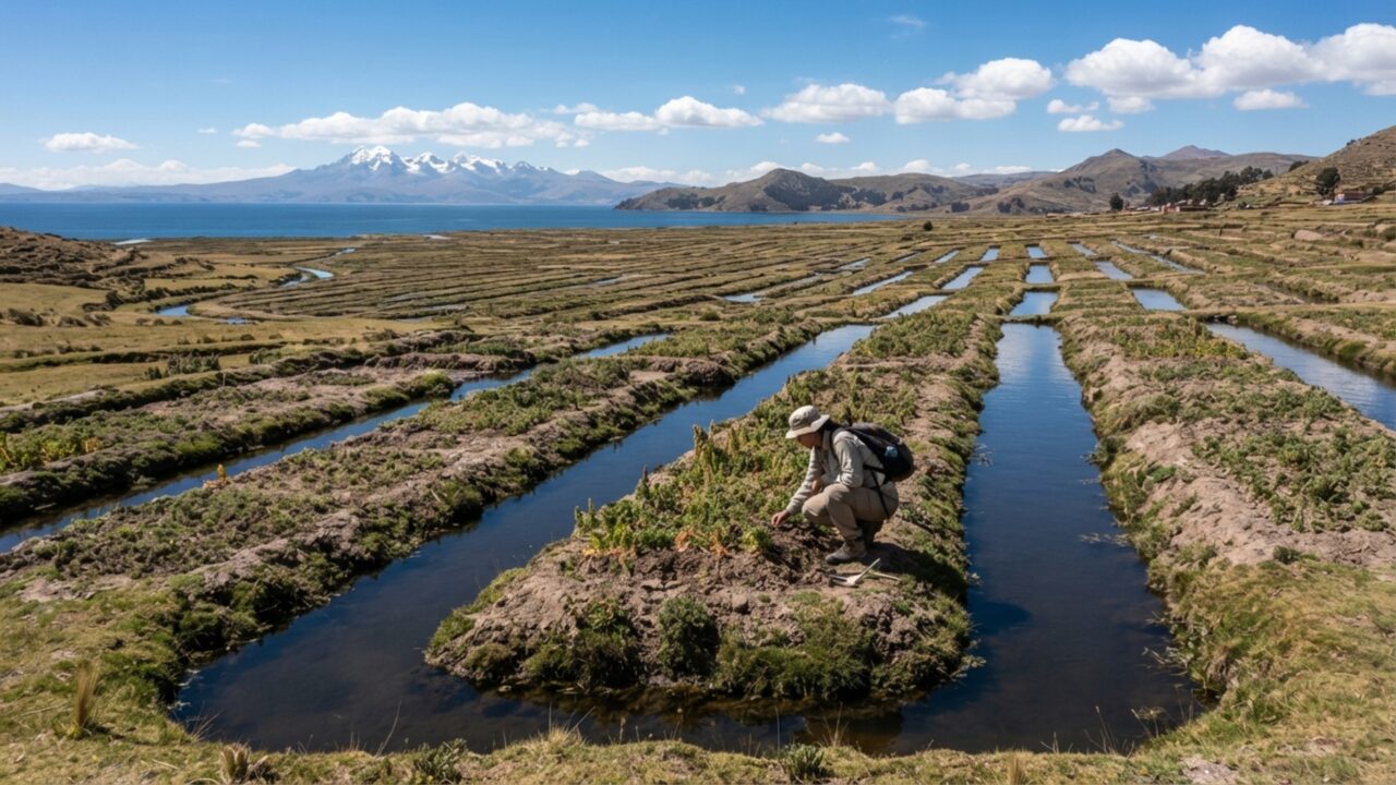 A 3.850 metros de altitude, uma cidade pré-hispânica alinhou templos com os pontos cardeais e escondeu uma complexa drenagem sob o solo