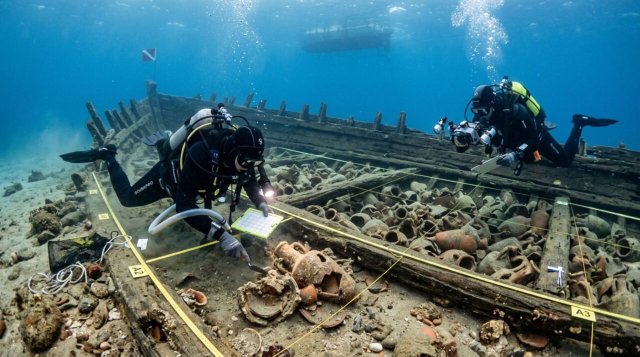Um navio romano afundado há 2.200 anos ainda guardava piche, cera de abelha e pólen que entregaram onde seu casco provavelmente foi reparado
