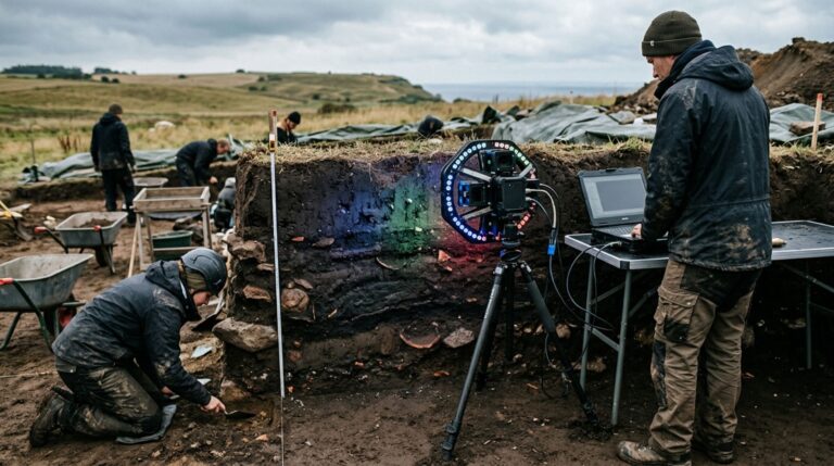 A imagem multiespectral revelou diferenças quase invisíveis entre camadas arqueológicas