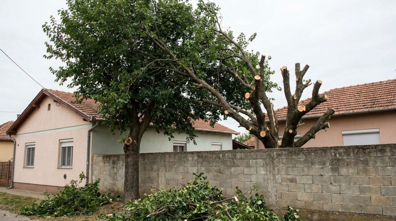 Casal volta para casa e encontra os galhos da árvore cortados pelo vizinho, que alegou que eles avançavam sobre seu telhado, moradores discutem até onde a poda pode chegar