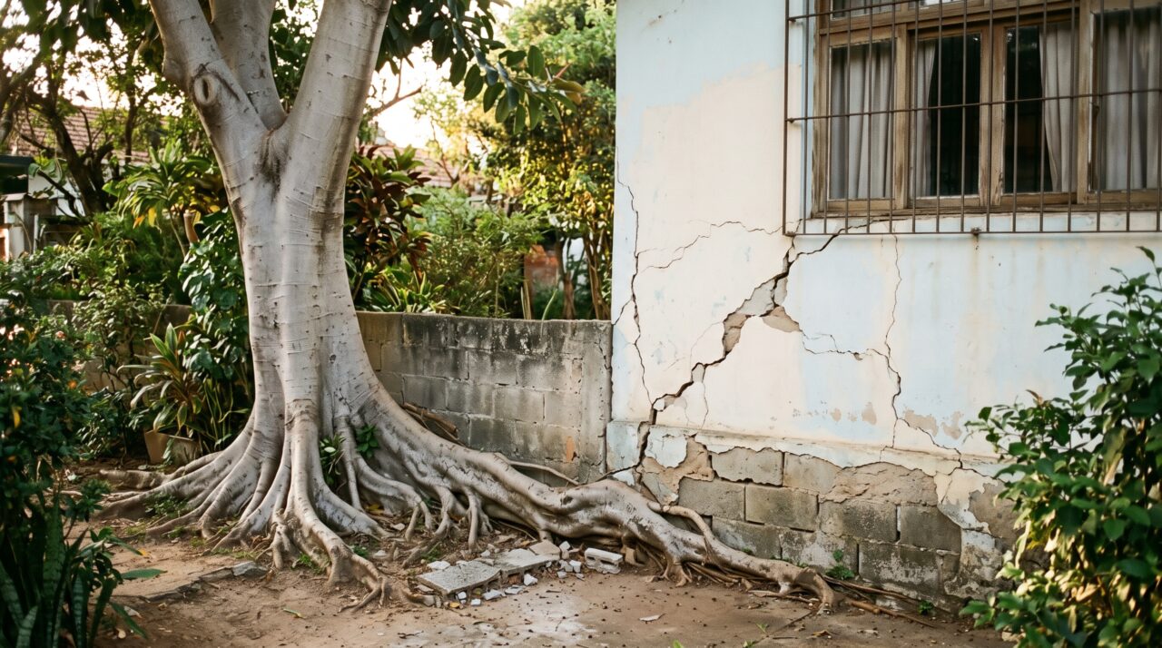 Responsabilidade e direitos sobre raízes de árvore que racham o muro do vizinho