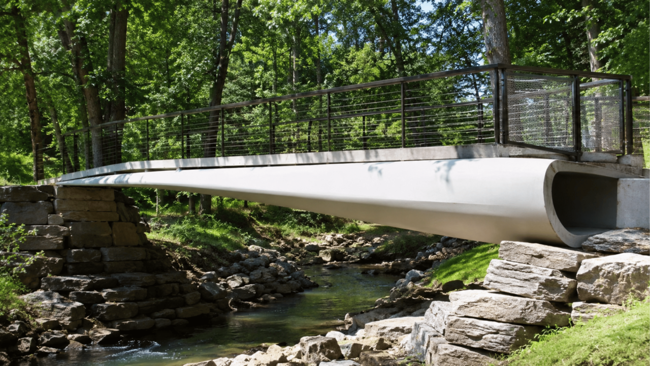 As pás das turbinas eólicas são a única parte da máquina que os ferros-velhos não aceitam: em Atlanta, construíram a primeira ponte nos Estados Unidos que as recicla como vigas de carga