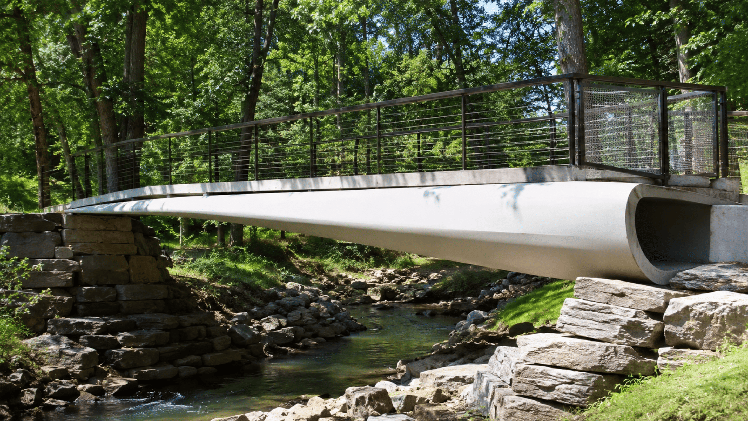 As pás das turbinas eólicas são a única parte da máquina que os ferros-velhos não aceitam: em Atlanta, construíram a primeira ponte nos Estados Unidos que as recicla como vigas de carga - QTU Questões do Universo