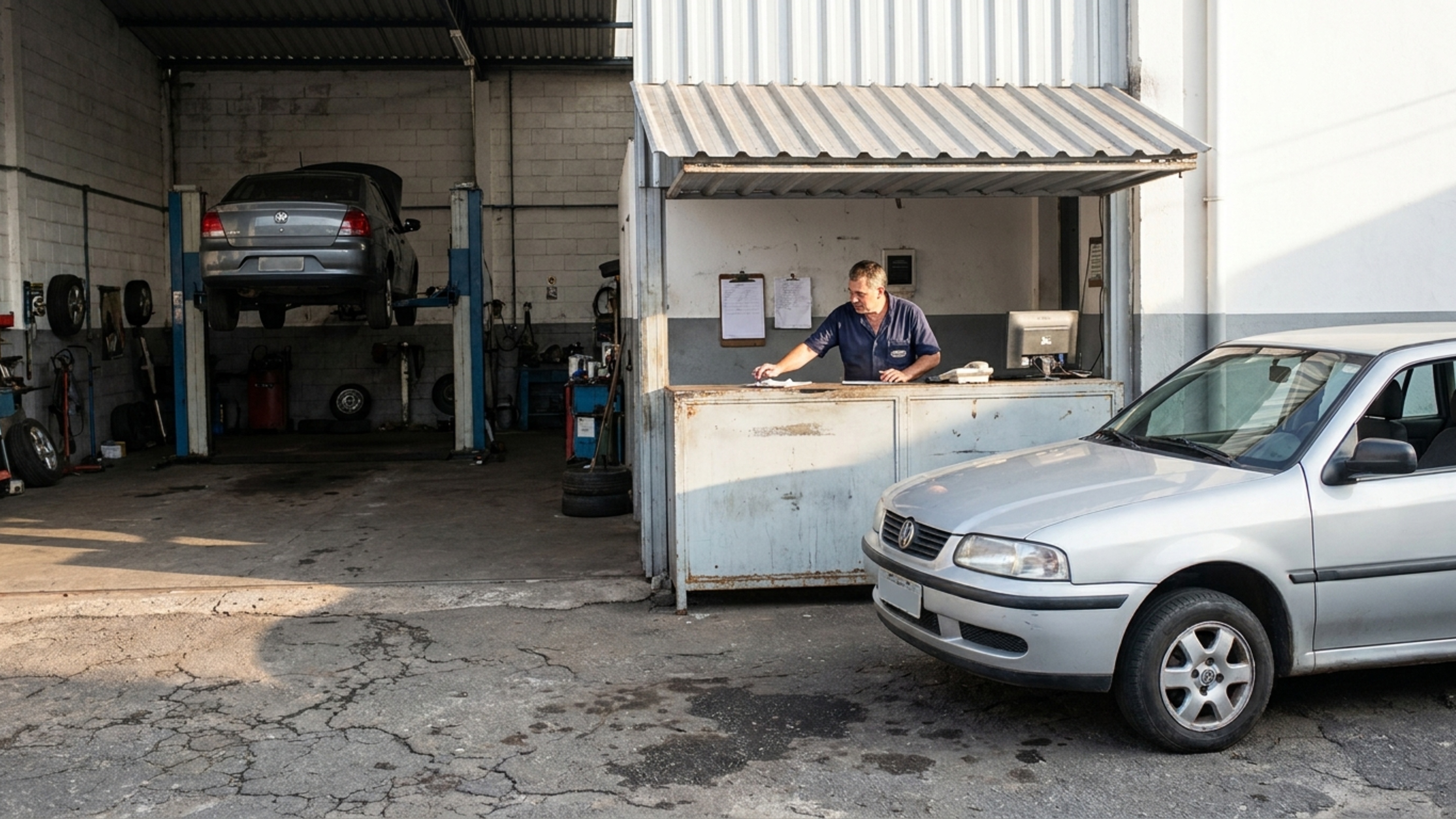 Motorista deixa o carro na oficina, busca com um risco de 30 centímetros na porta, oficina afirma que o dano já existia, e ele descobre que existe um documento que deveria ter sido assinado na entrada