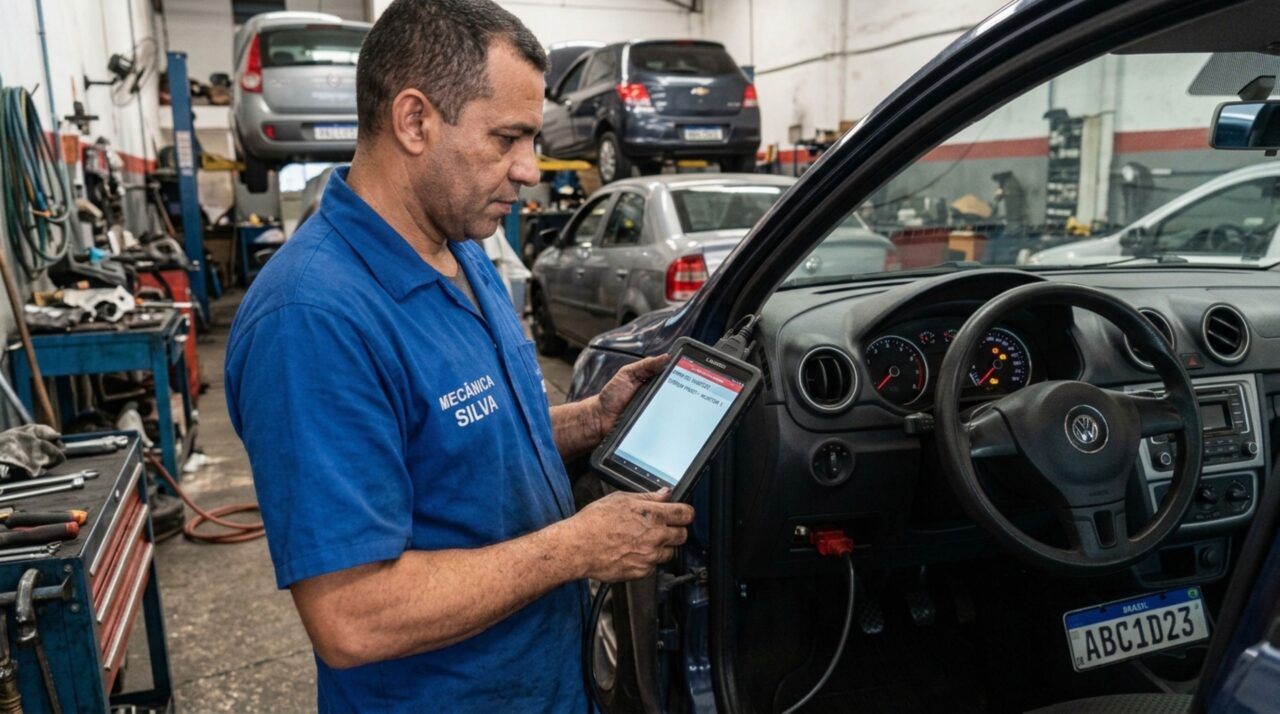 O que significa quando um desenho de luz em formato de motor aparece localizado no painel do carro e quais falhas ele identifica no sistema do carro?