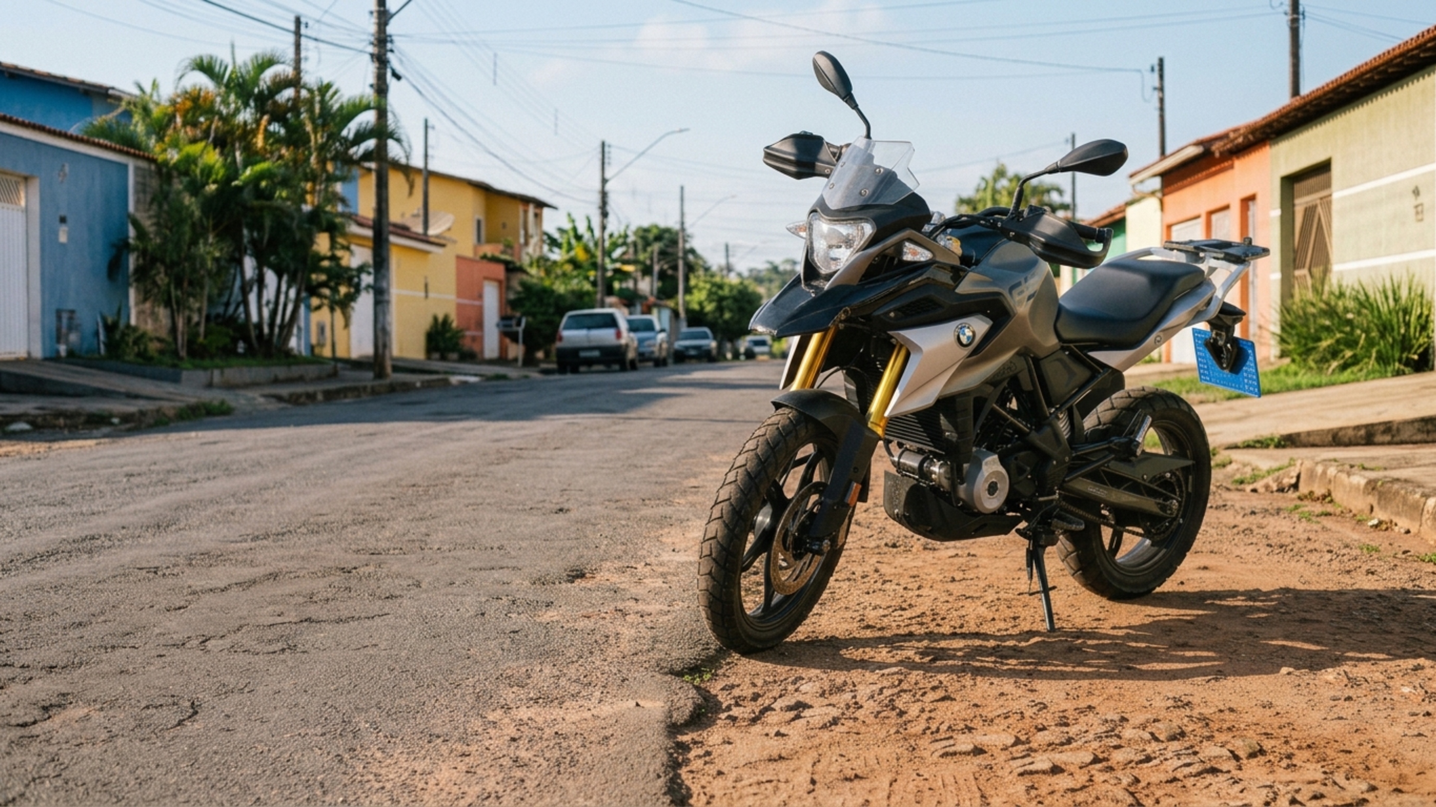 Suspensões com 180 mm de curso nas duas pontas acompanham motor de 313 cc e 34 cv nesta trail de 175 kg pronta para rodar