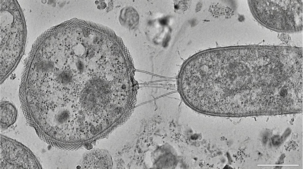 Uma floresta de micróbios vive dentro de rochas vivas e tubos microscópicos entre duas células podem imitar uma parceria que antecedeu animais e plantas