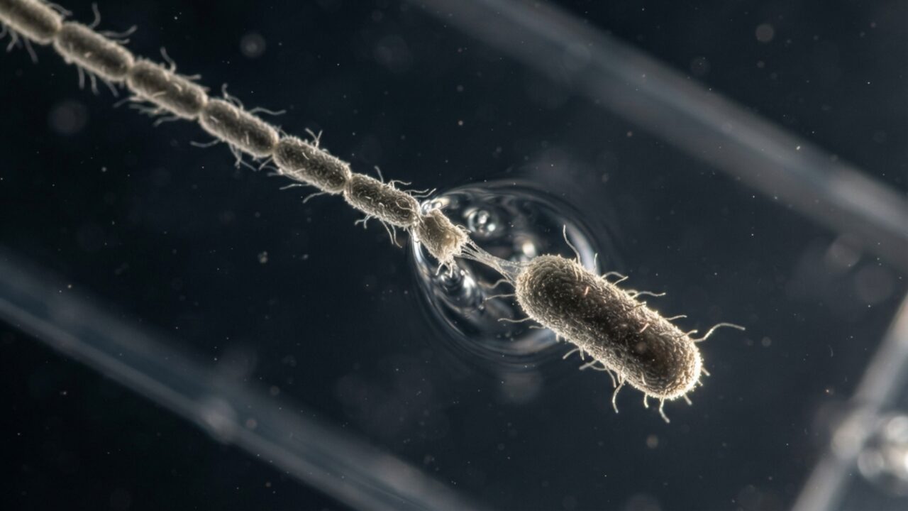 Uma bactéria forma correntes e deixa pedaços escaparem na água: fluxo ajuda colônias perigosas a conquistar novas superfícies