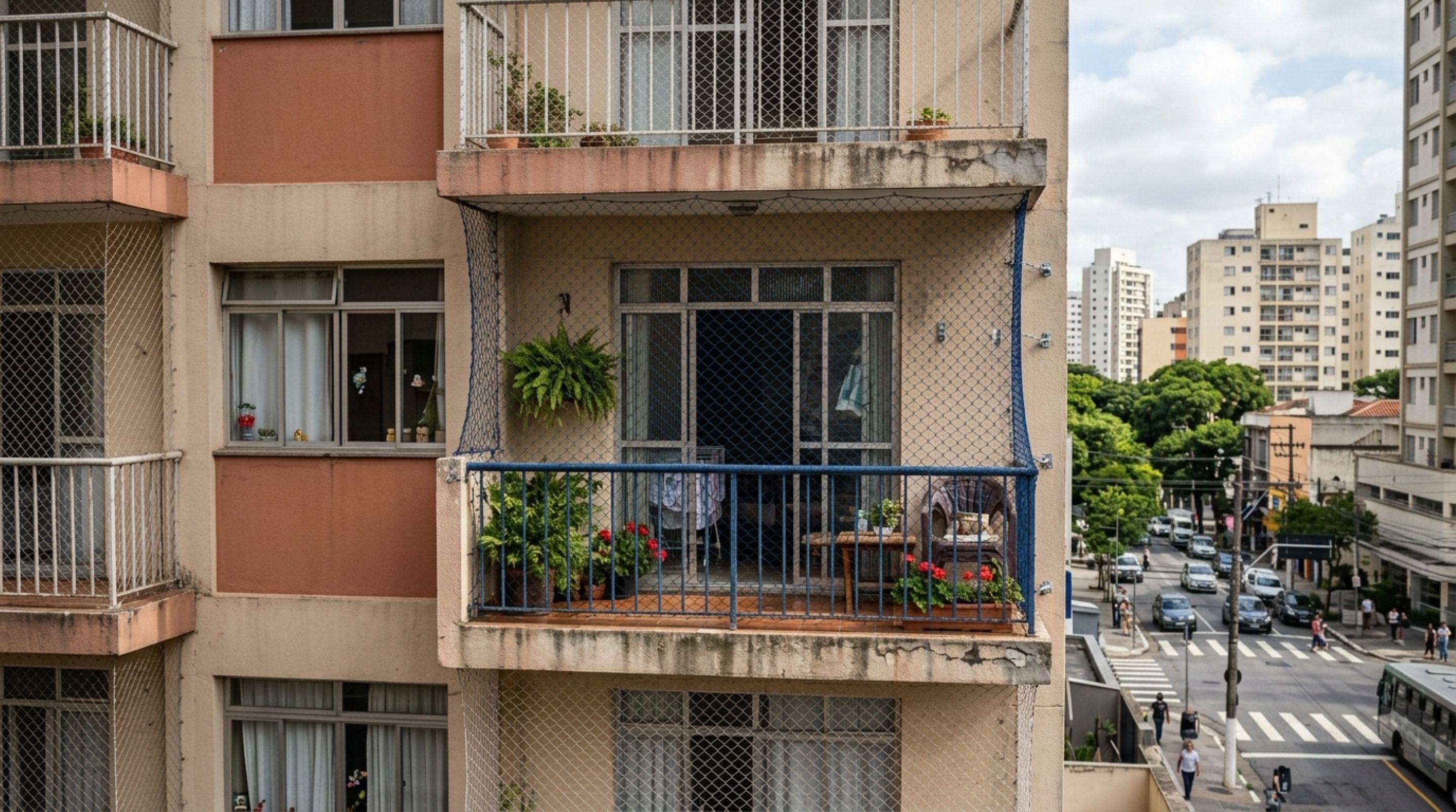 Moradora instala rede de proteção na varanda e recebe pedido de ajuste: quando o padrão do prédio precisa ser seguido?