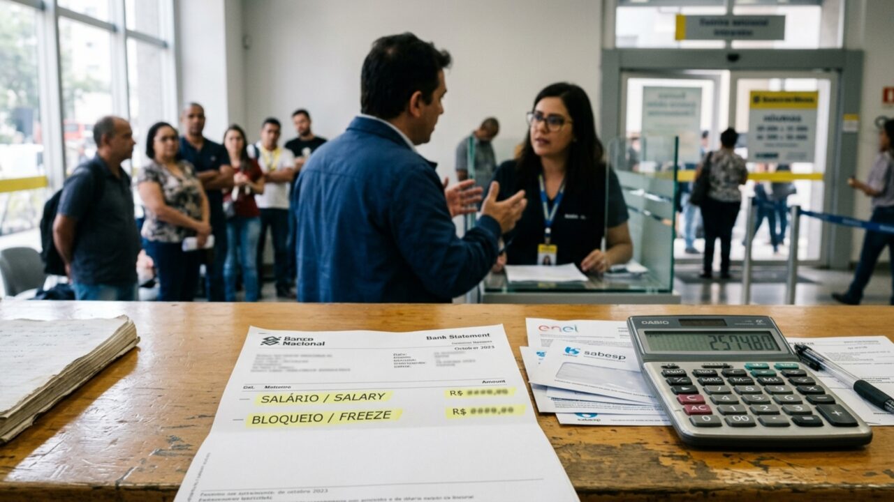 Trabalhador tenta sacar o salário, encontra a conta bloqueada por uma dívida de anos atrás e descobre o que a Justiça pode e o que não pode tirar do dinheiro que ele recebe todo mês