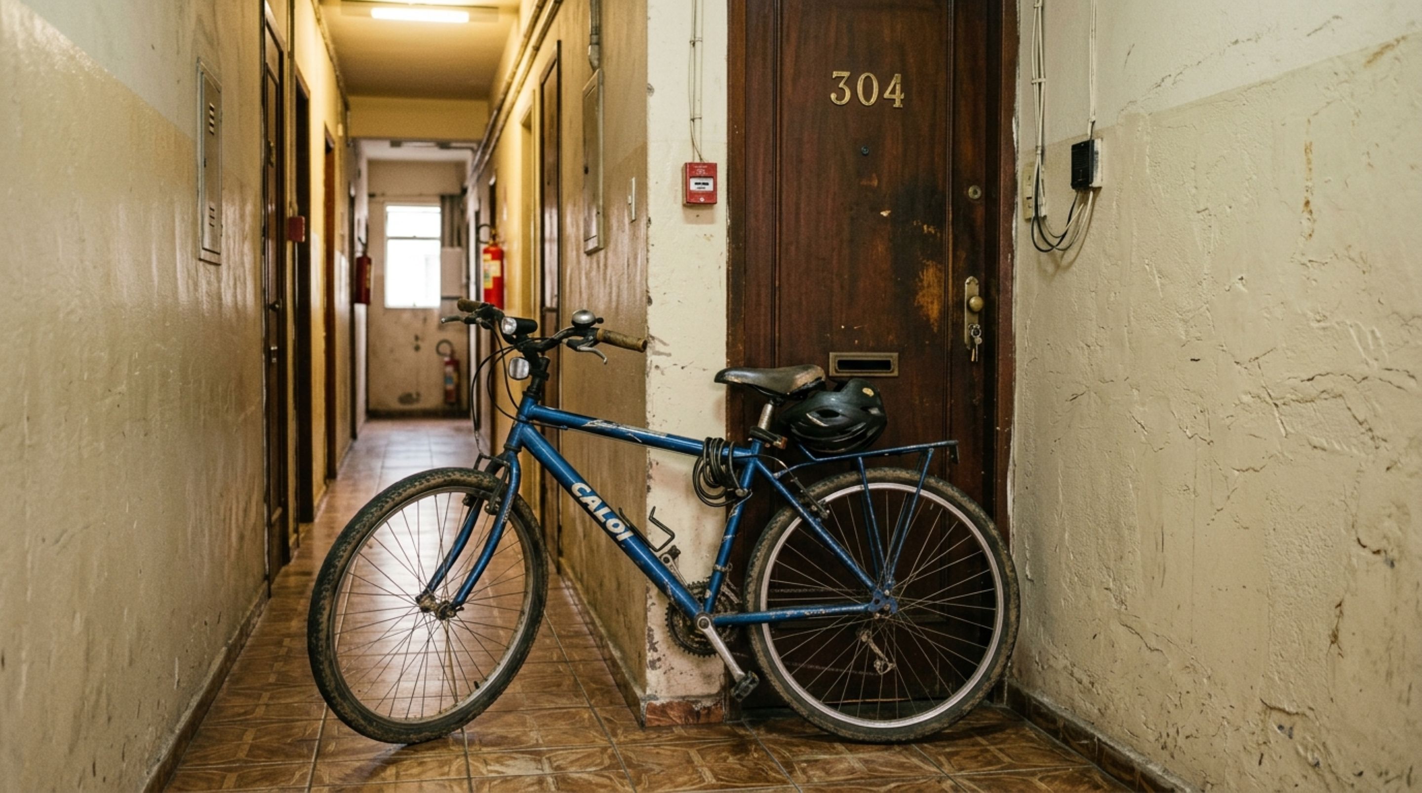 Moradora deixa a bicicleta no corredor do prédio e descobre por que o espaço em frente à porta pode gerar reclamação