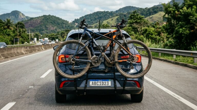 O transporte de bicicletas exige fixação segura e identificação traseira visível