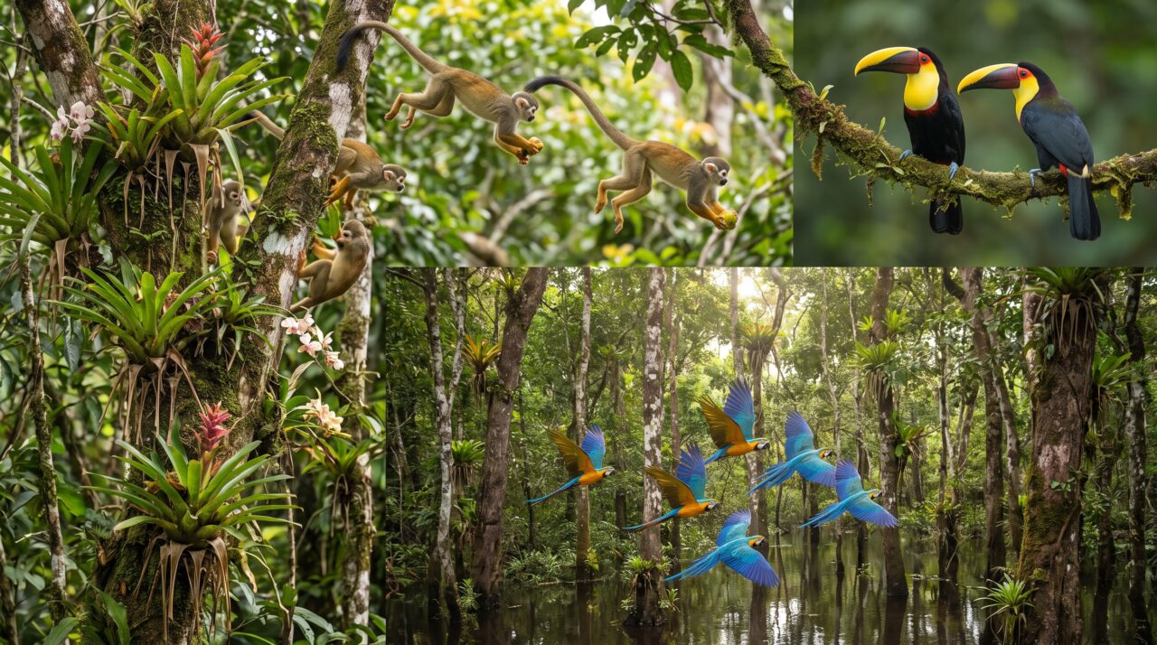 Comunicação de perigo entre diferentes espécies de animais na Amazônia