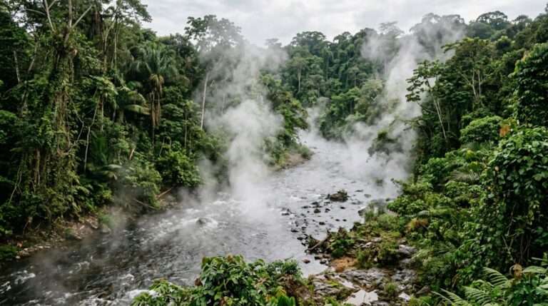 O rio fervente Shanay-Timpishka atravessa a Amazônia peruana e pode ultrapassar 90 °C em seus trechos mais quentes