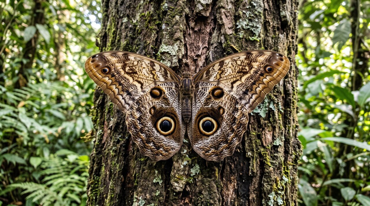A borboleta impressionante que exibe o rosto de um predador de olhos gigantes nas próprias asas para assustar pássaros famintos