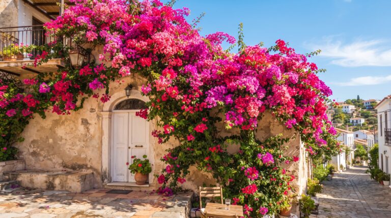 Dicas de poda e rega da planta primavera (Bougainvillea) para garantir uma florada exuberante no muro