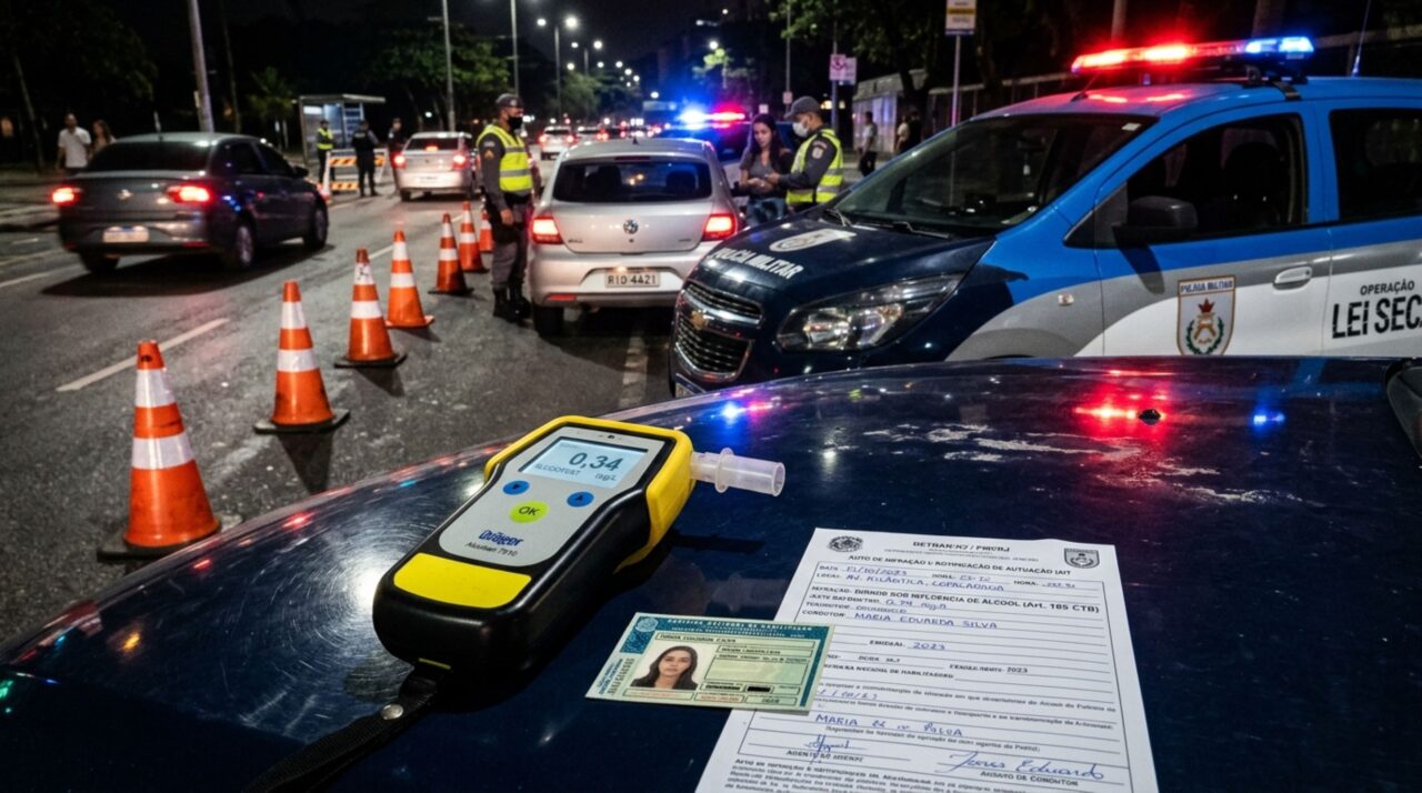 Motorista é parado em blitz e recusa o bafômetro, acredita que não fazer o teste evitaria a penalidade, fiscalização explica por que recusar o exame e testar positivo são situações diferentes no CTB