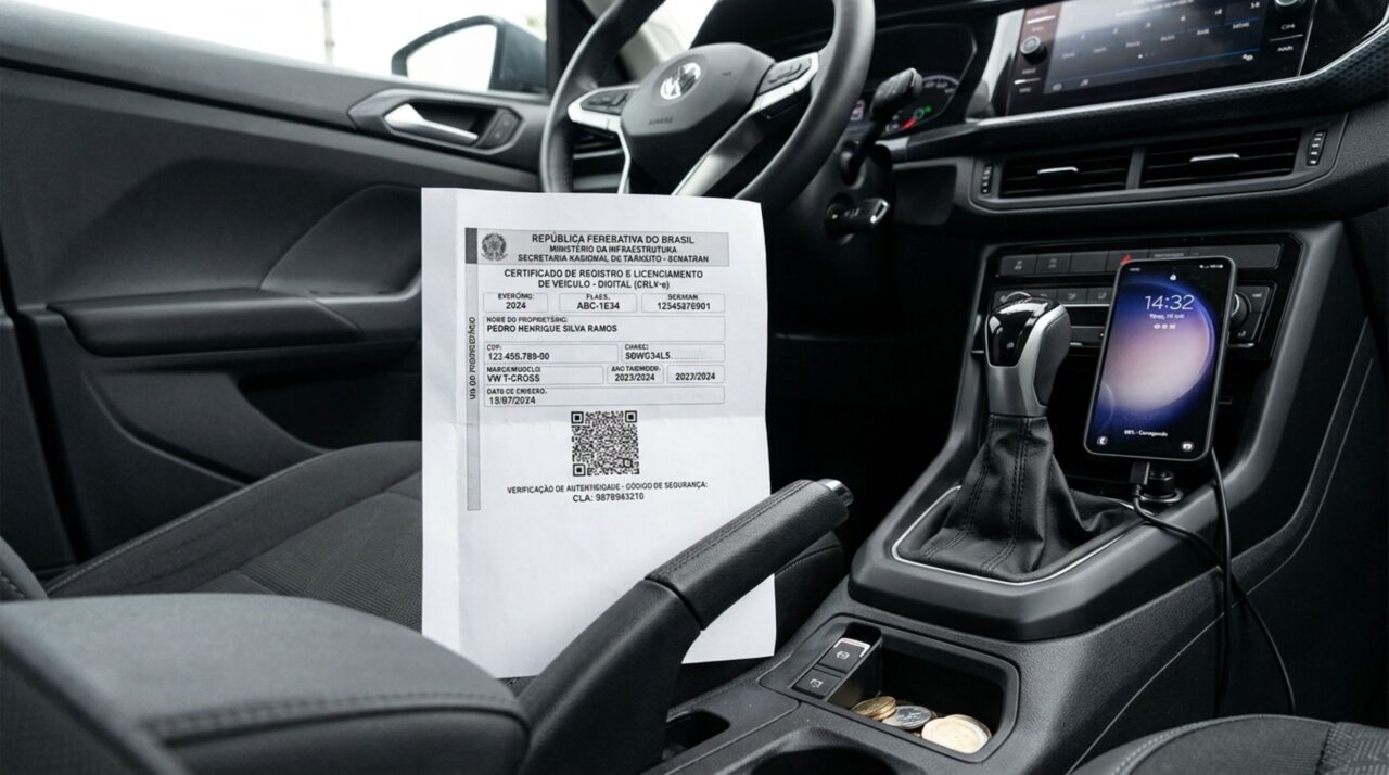 Motorista é parado em blitz, celular desliga antes de abrir o documento do carro, acredita que será multado e agente explica quando o porte do CRLV pode ser dispensado