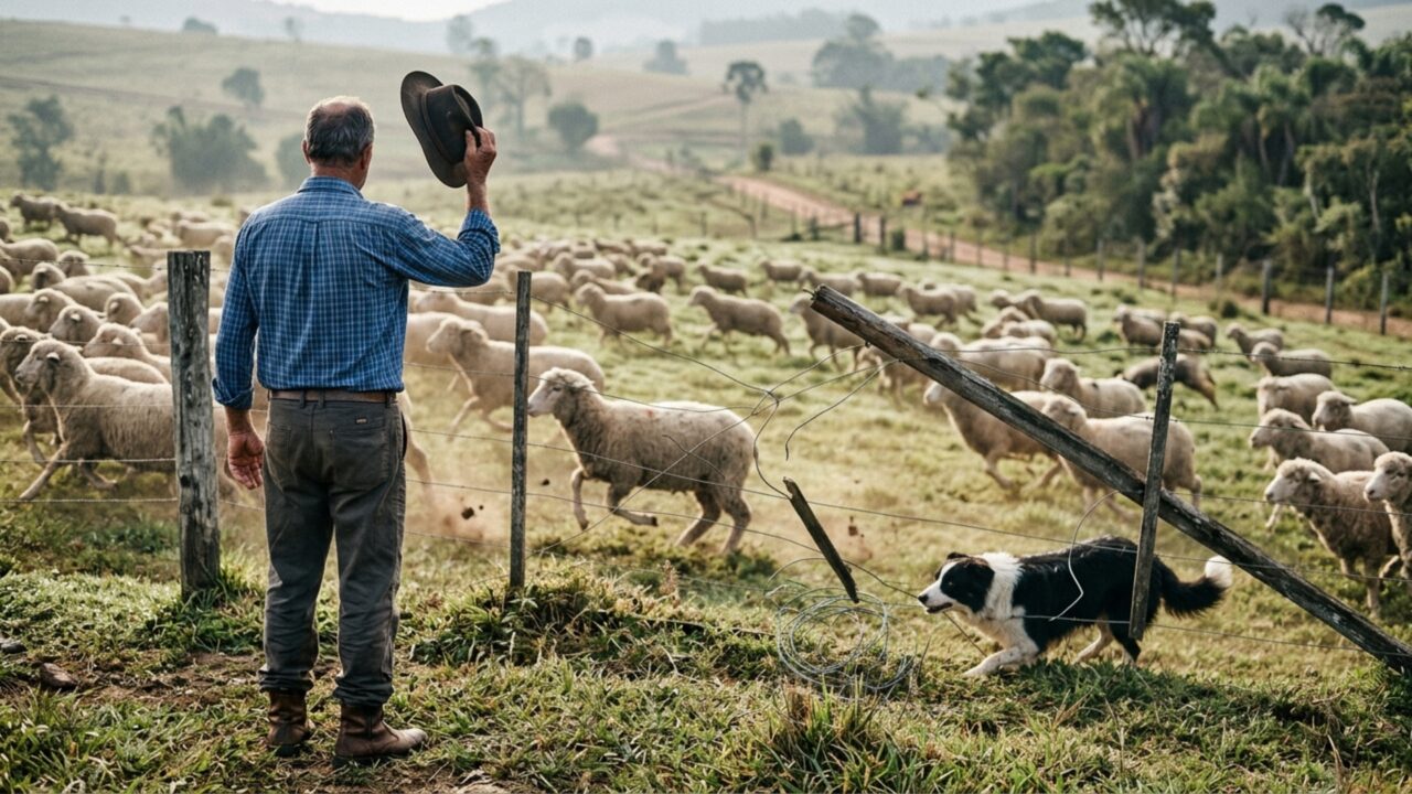 Cachorro do vizinho passa a entrar no sítio e perseguir as ovelhas sem atacar nenhuma delas, mas algumas semanas depois o produtor percebe um prejuízo que não estava nos ferimentos