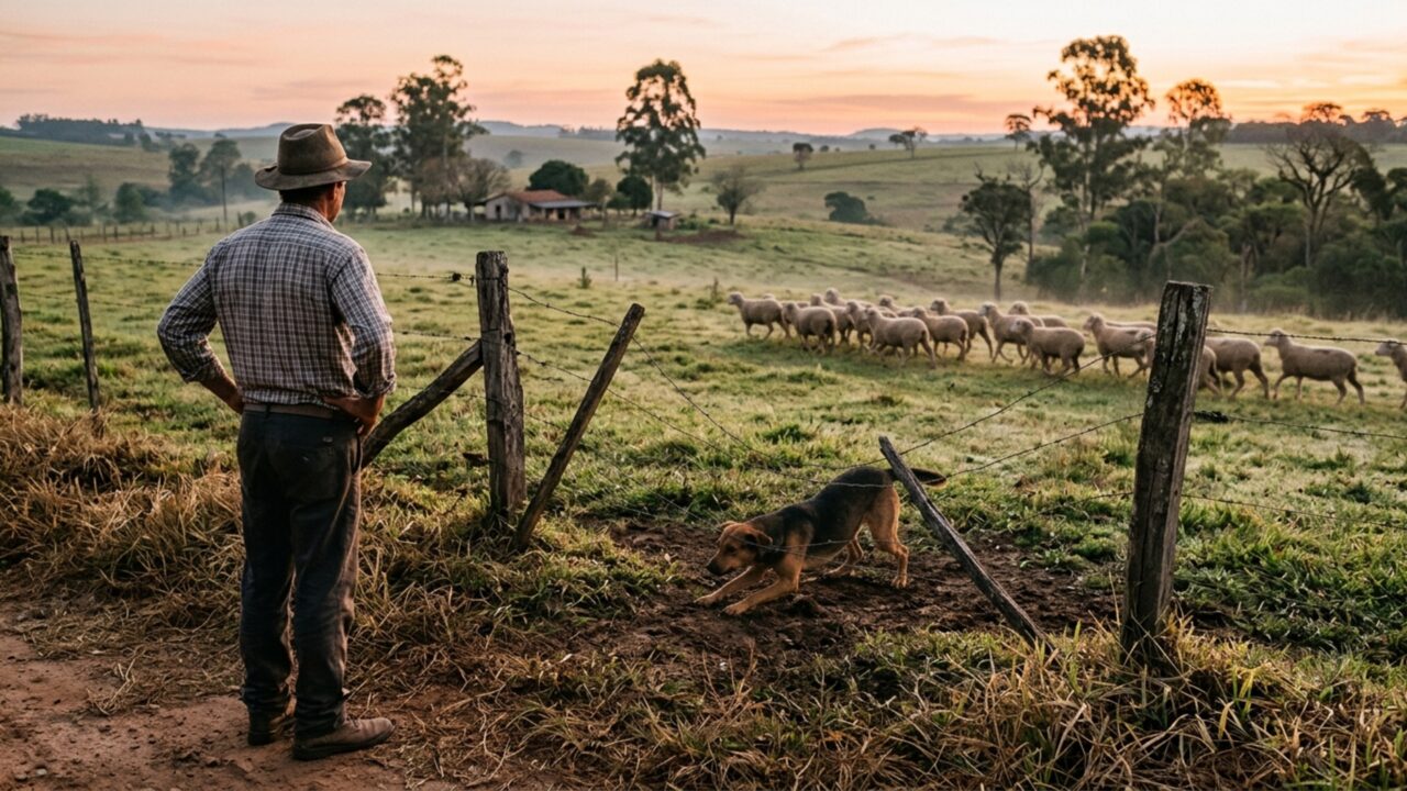 Cachorro do vizinho passa a entrar no sítio e perseguir as ovelhas sem atacar nenhuma delas, mas algumas semanas depois o produtor percebe um prejuízo que não estava nos ferimentos