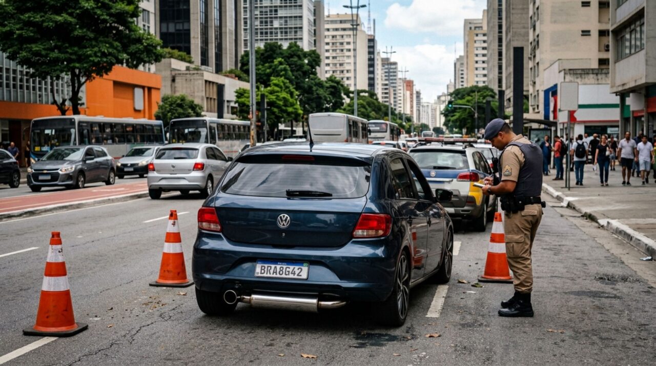 Motorista troca o escapamento original por um esportivo para deixar o carro com ronco mais forte, barulho acaba chamando atenção da fiscalização e o condutor é parado em blitz diária