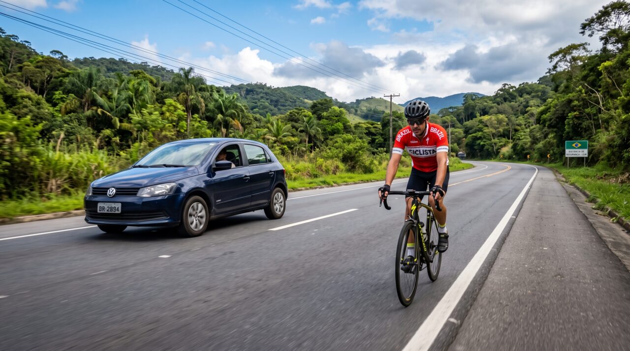 Infração de trânsito por não respeitar a distância mínima ao ultrapassar ciclista