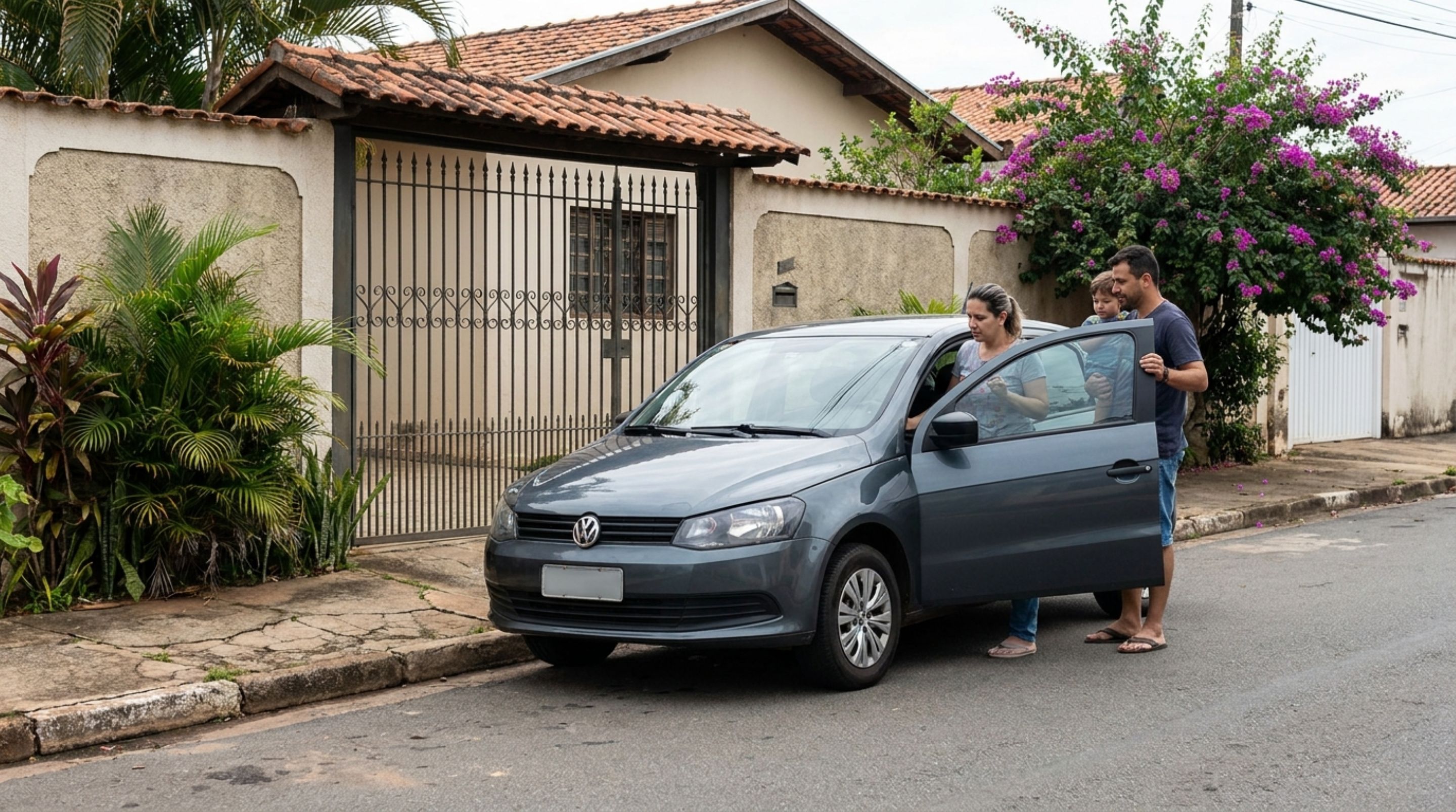 Motorista deixa o carro alguns minutos em frente ao portão de casa e descobre a diferença entre parar e estacionar