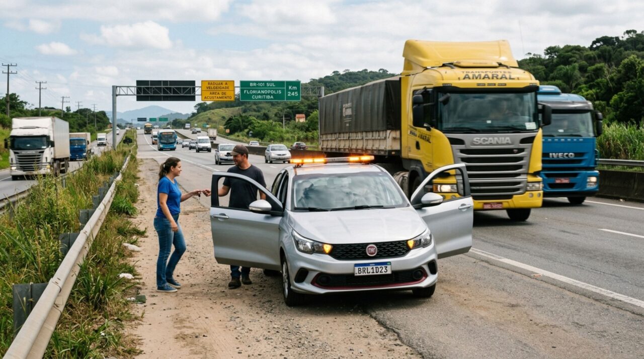 Família estaciona no acostamento para trocar o motorista depois de horas de viagem e descobre por que as paradas de descanso precisam ser planejadas em locais adequados