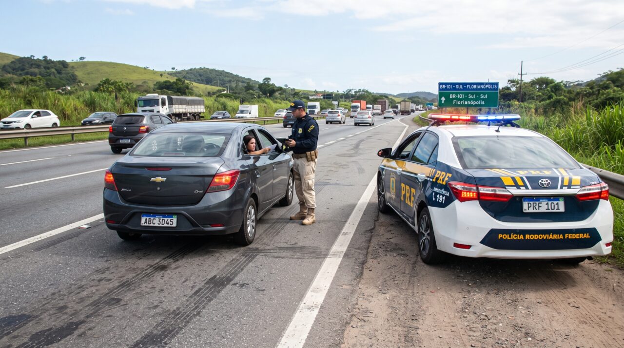 Infração por andar de marcha à ré no acostamento da rodovia para não perder a entrada.